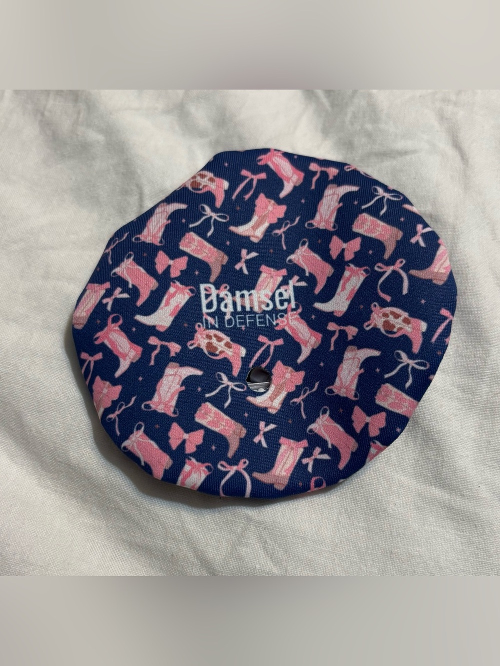 Damsel In Defense Navy and Pink Boots Cover Up Cup Cover